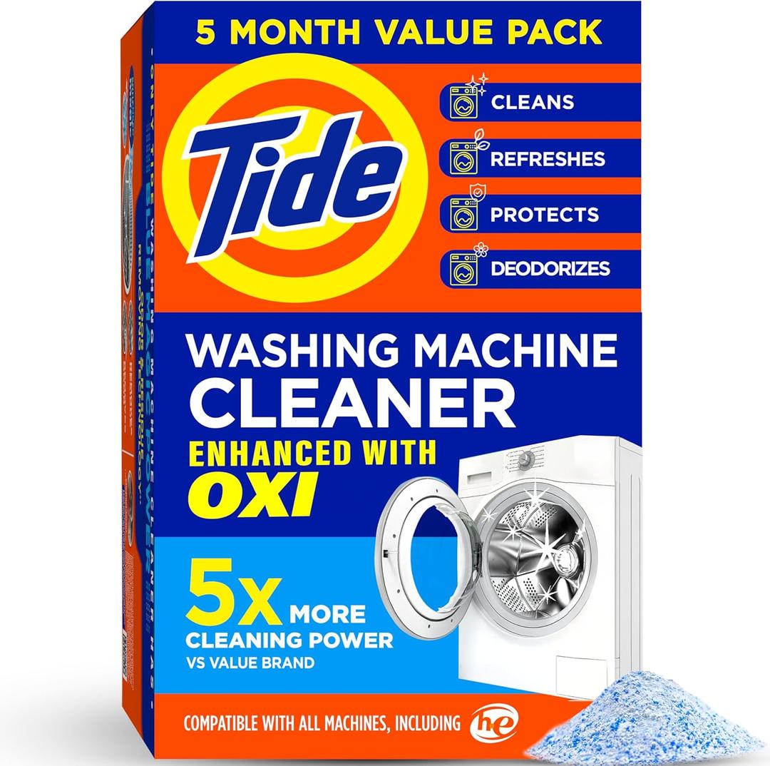 Washing Machine Cleaner by Tide, Washer Machine Cleaner with Oxi for Front and Top Loader Washer Machines, Deep Cleaning Residue & Odor Eliminator, 5 Month Supply