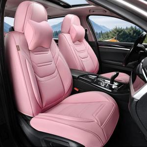 Pink Car Seat Covers Front Pair, Breathable Leather Automotive Front Seat Covers & Headrest, Auto Seat Cover, Compatible with Most Cars Sedans SUV Pickup Trucks Pink Car Seat Covers Front Pair, Breathable Leather Automotive Front Seat Covers & Headrest, Auto Seat Cover, Compatible with Most Cars Sedans SUV Pickup Trucks