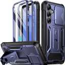 Poetic Spartan Case for Galaxy S25+ Plus 6.7", [Slide Camera Cover] [Screen Protector Works with Fingerprint ID] Military Grade Rugged Shockproof S25 Plus Phone Case with Kickstand, Midnight Blue