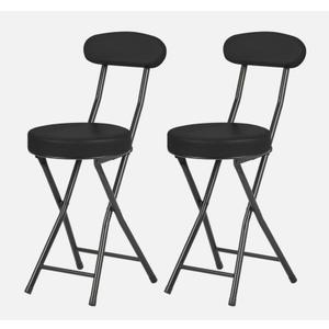 Cushioned Padded Folding Stools, Folding Bar Stool with Backrest, 220lb Capacity, 19 Inch Collapsible Round Portable Foldable Chair for Outdoor Indoor Kitchen Camping Fishing (Grey, 2 Pack)