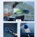 AstroAI Windshield Cleaner Tool, Car Interior Window Detailing Cleaning Kit with Extendable Handle and 4 Easy-to-Install Reusable Microfiber Pads, Auto Glass Wiper Brush Kit for Car&Home, Blue, 21in