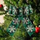 4 Inch Green Velvet Wired Ribbon 10 Yards Snowflake Metallic Crushed Velvet Christmas Ribbon for Gift Wrapping Christmas Tree Decoration Crafts Wreaths Supplies-Continuous (Green, 4"-10 Yard)