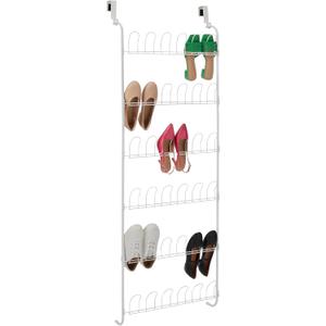 Amazon Basics Over the Door Metal Shoe Rack, 18 Pair Capacity, Space Efficient, Powder-Coated for Rust Resistance, White