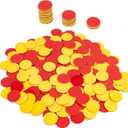 Round Math Counters,Plastic Two Color Counter Yellow Red 200 PCS, Educational Toys to Help Kids Learn