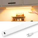 MYPLUS 16 Inch Under Cabinet Lights with Hand Wave, Under Counter Lighting 3000K Warm White, Dimmable, Plug and Play, LED Lights for Kitchen Cabinet, Cupboard, Closet, Desk