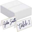Best Paper Greetings Place Cards for Table Setting - 3.5 x 2 In Folded, Pack of 100, White & Gold - Wedding Name Cards for Reception Seating Chart & Banquet Use