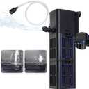 Aquarium Filter Water Flow Adjustable for 55-200 Gallon Fish Turtle Tank 400GPH Biochemical Filtration 4in1 Submersible Internal Powerful Pumps & Filters Keep Freshwater Saltwater Crystal Clear Large