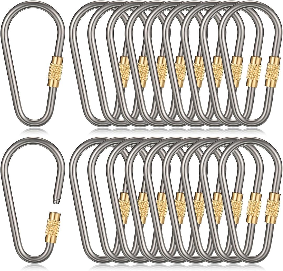 Skylety Mini Titanium Locking Clips D-Ring Locking Snap Keychain Keyring Screw Lock Buckle for Outdoor Indoor Dog Tags Use, Lightweight and Sturdy