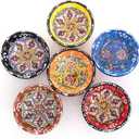 Turkish Ceramic Pinch Bowls Set of 6 Small Dipping Bowls for Charcuterie Boards, Appetizers, Snacks & Sauces -Handcrafted Turkish Bowl for Serving, Decor & Gifts (3.2)
