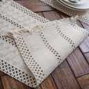 Macrame Table Runner Cream Beige Boho Table Runners with Tassels Hand Woven Cotton Table Runner Rustic Farmhouse Table Runners for Bohemian Kitchen Dining Table(12x71in)