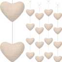 Thyle 4 Pcs Valentine Day Rustic Heart Decor Hearts Garland Ornaments Farmhouse Country Neutral Hanging Decor Sign Rustic Wall Art Crafts for Wedding Home Indoor Outdoor