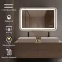 Niccy LED Bathroom Mirror, 40"x24" Rectangle Wall Mounted Vanity Mirrors with Metal Frame, Anti Fog Dimmable Smart Mirror for Bathroom/Bedroom/Livingroom/Entryway, (Horizontal or Vertical),Gold