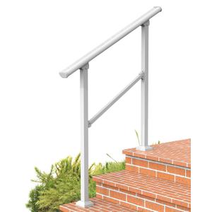 Hand Rails for Outdoor Steps, 3 Step Stair Railing Indoor, Railing for Stairs, Wrought Iron Handrails for Outdoor Steps for Deck/Porch, White (3 Steps)