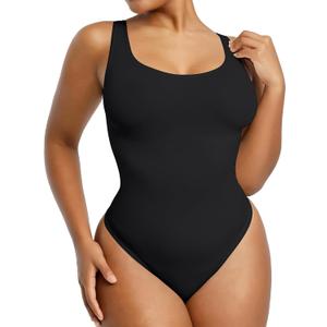 SHAPELLX Bodysuit for Women Tummy Control Shapewear Seamless Sculpting Thong Body Shaper Daily Wear BodySuits (A1-black), XL/XXL
