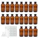 Maredash 8oz Amber Glass Bottles, 10 Pack Glass Storage Bottles with Black Lids (Brown, 20 Labels, with Funnels, Droppers and Brush)