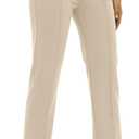 EXCHIC Women's Yoga Dress Pants Stretchy Casual Slacks Straight Leg Work Pants with Pockets, Medium 