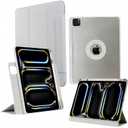 for iPad Pro 13 Inch Case M4(2024), iPad Pro 13 Case with Pencil Holder, Removable Magnetic Cover,PU Leather Smart Clear Back Cover [Supports Apple Pencil Charging] for iPad Pro 13 (Grey)