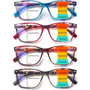 CLASAGA Progressive Multifocus Reading Glasses for Women, Pattern Print Blue Light Block Stylish Ladies Computer Readers (Pattern Design-5)
