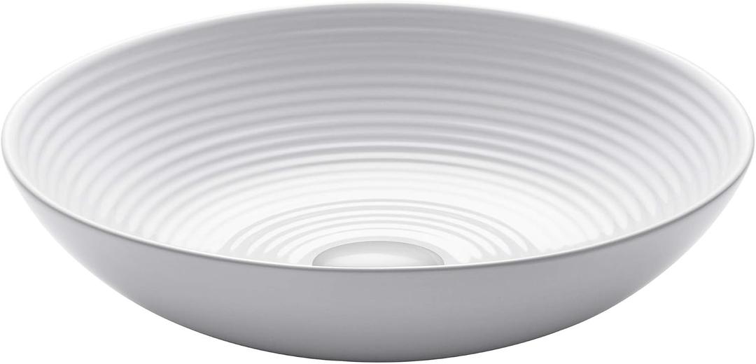 KRAUS Viva Round White Porcelain Ceramic Vessel Bathroom Sink, 16 1/2 in. D x 4 3/8 in. H, KCV-203GWH