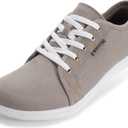 WHITIN Men's Fashion Canvas Barefoot Sneakers Zero Drop Sole Minimus Casual Size 8W Minimalist Tennis Shoes Outdoor Walking Lightweight Brown Grey 8