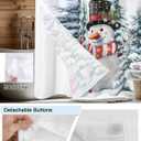 Christmas No Hook Shower Curtain with Snap in Liner, Snowman Snowflake Forest Shower Curtain for Bathroom Waterproof Winter Xmas Bath Curtain with See Through Mesh Top Window, 72" x 72"
