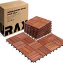 Premium Patio Deck Tiles, 10 PCs 12x12 Snap Together Patio Flooring for Outdoor, Balcony, Porch, Poolside, Waterproof All Weather (Red Oak)