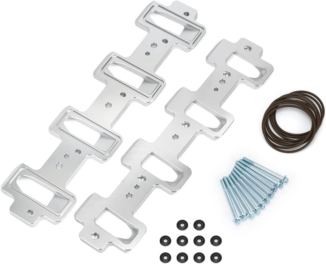 Rectangle Intake Manifold Adapter Plates For LS1 Cathedral Port Cylinder Head to LS3 LSA ZL1 CTS-V Silver