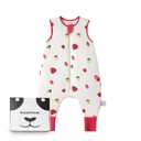 BubblePanda Rayon Made from Bamboo Toddler Sleep Sack with Feet 6-12 Months 1.0 Tog Ultra Soft Toddler Sleeping Sack Baby Sleep Bag Walker Quilted Wearable Blanket with Legs 2-Way Zipper Lightweight (Strawberry)