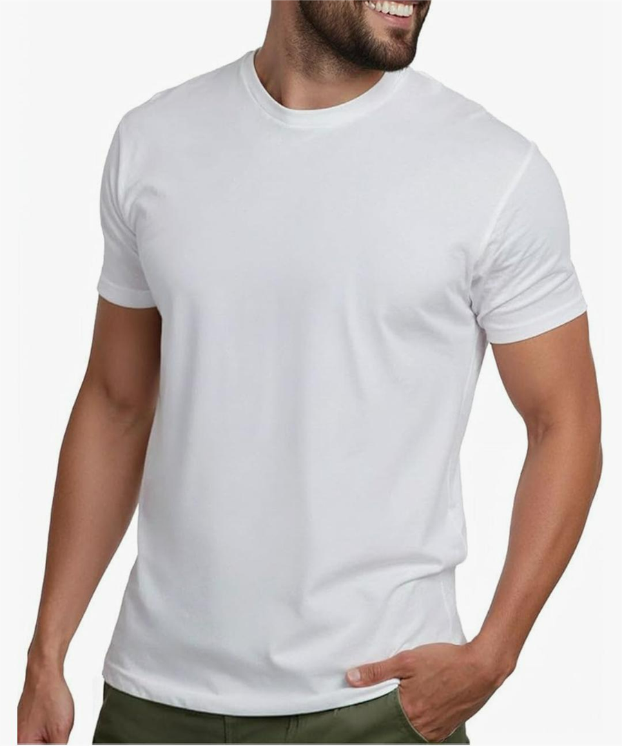 T-Shirts Soft Cotton Blend Crew Neck Tee S - 4XL Athletic Fit Plain & Logo Basic T-Shirt for Men, Size M