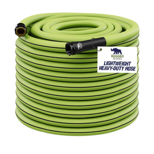 Rugged Rhino Heavy Duty Flexible Light Weight Garden Hose, 25ft x 5/8in, 4 Layer Leakproof Outdoor Gardening Tools, Watering Supplies, Powerful Water Pressure for Lawn, Flowers, Green Black