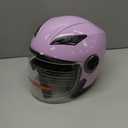 Adult 3/4 Open Face Motorcycle Helmet, Dual Visor, DOT Approved, Purple, M