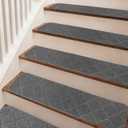9"X36" Stair Treads Carpet Non-Slip for Wooden Steps Indoor, Machine Washable and Reusable with Tape Free Self-Adhesive Back for Pets, Set of 4, Grey