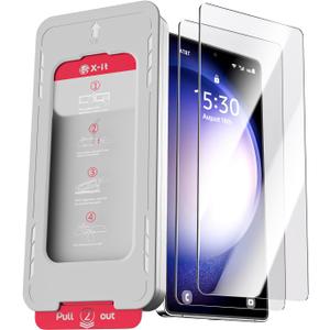X-it 2-Pack Screen Protector Compatible with Samsung Galaxy S25, 100% Fingerprint Unlock, 9H+ Tempered Glass, Automatic Dust Removal, Military-Grade Protection, Bubble-Free, Case Friendly (HD Clear)