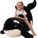 MorisMos 51Inch Giant Orca Stuffed Animal, Big Realistic Stuffed Orca Plush Toy, Large Soft Killer Whale Stuffed Animal Toy Sea Animal Gift for Kids Girls Boys Birthday Christmas (Black)