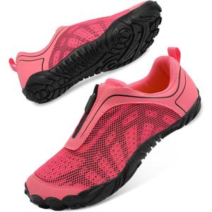 Scurtain Unisex Mens Womens Water Shoes Athletic Sports Aqua Shoes Barefoot Hiking Water Shoes Quick Dry Yoga Pool Swim Surf Beach Walking Shoes with Zipper (Rose Black)
