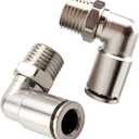 Beduan Brass BPL Push to Connect Air Fittings Elbow 1/4" Tube OD x 1/8" NPT Male 90 Degree Adapter (Pack of 2)