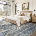 Art&Tuft Washable 9x12 Area Rug, Anti-Slip Backing Abstract Area Rugs 9x12 Living Room, Stain Resistant Rugs for Living Room, Foldable Machine Washable Area Rug (TPR19-Navy, 9'x12')