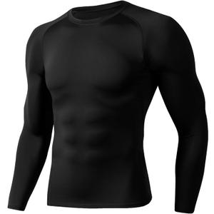 Compression Shirts for Men - Long Sleeve Black Workout Base Layer Athletic Gym Tops Quick Dry Running Undershirts (Black, XL)