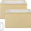 Rectangle Lamp Shades Set of 2, 16"L x 8"W x 10"H, Large Gold Lamp Shades for Table Lamps Bedside Lamps, Modern Replacement Lampshades for Floor Lamps, Spider, Harp Holders Included, Easy Assembly