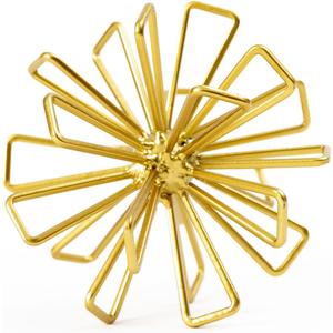 Metal Small Geometric Sculpture, 4.75" Gold Triangular Striking Iron Table Decoration Sphere, 3D Metal Home Table Top Decor Ball, Abstract Decorative Tabletop Orbs for Living Room Office