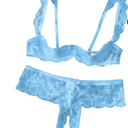 Women's white floral lace see-through lingerie set with steel rim bra and underwear 2XL