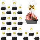 Fainne 54 Pcs Basket for Gifts Kit Include 18 DIY Empty Gift Basket Bulk, 9.8 x 8.5 x 3.5 Inches Food Storage with Handles, 18 Plastic Bags and 18 Bows for Christmas Party Gift Wrapping(Black)