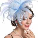 Women Fascinators Hats Flower Fascinators with Headband and Clip Tea Party Headwear for Women and Girls (Blue)