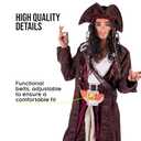 fun shack Mens Pirate Costume, Adult Pirate Outfit for Men, Halloween Pirate Attire, Perfect for Costume Parties (Large)