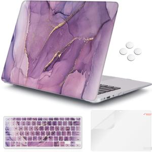 iCasso for MacBook Air 13 inch Case (Release 2010-2017 Older Version), Plastic Pattern Hard Shell Protective Case & Keyboard Cover Only for MacBook Air 13 Inch Model A1466/A1369 (Purple)