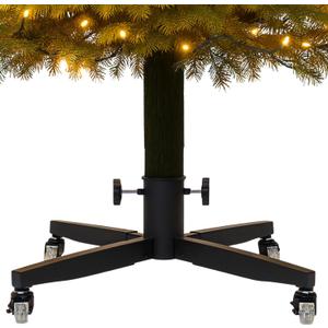 Metal Rolling Christmas Tree Stand with Heavy-Duty Caster Wheels - Premium Stand Holds up to 12-Foot-Tall Artificial Xmas Trees Universal Adjustable Base, Support 220 lbs - Compatible with Most Upright Tree Bags