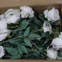 50 PCS Ivory Roses Artificial Flowers, Fake Roses with Stem Realistic Silk Roses for DIY Wedding Bouquets Tables Centerpieces Arrangements Baby Shower Birthday Home Decor Valentine's Day Gift for Her