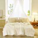Joyreap 3-Piece Plush Shaggy Comforter Set, Twin Size Luxury Faux Fur Velvet Fluffy Bedding Set for All Season (Cream White, 68x86 inches)