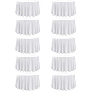 Dailyset 10Pack White Round Tablecloths, 108 Inches, StainResistant Polyester for 45 Ft Round Tables  Washable Table Covers for Weddings, Banquets, Birthday Parties, Events
