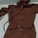 SUUKSESS Women 2 Piece Knit Sets Cropped Zip Up Hoodie Foldover Flare Leg Pants (X-Small, Dark Brown)